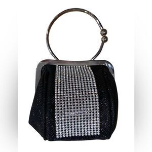 Rhinestone Mini Clutch Circle Handle Clasp Closure
